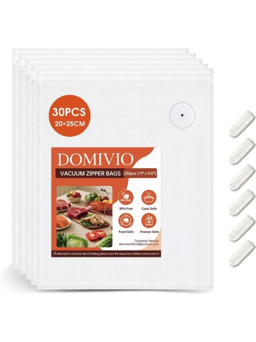 Reusable BPA-Free Vacuum Sealer Bags, 30 Pack Small for Meal Prep & Sous Vide